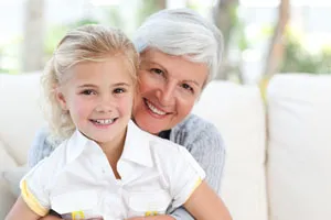 Girl with grandma smiling